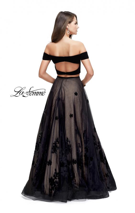 Picture of: Two Piece Prom Dress with Velvet Top and Tulle Skirt in Black, Style: 25574, Back Picture