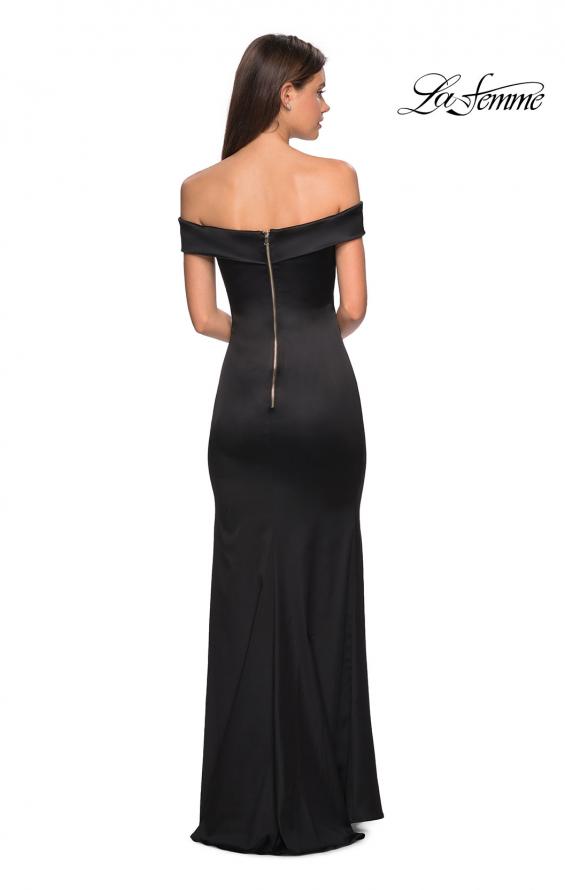 Picture of: Form Fitting Off the Shoulder Satin Prom Dress in Black, Style: 27752, Back Picture