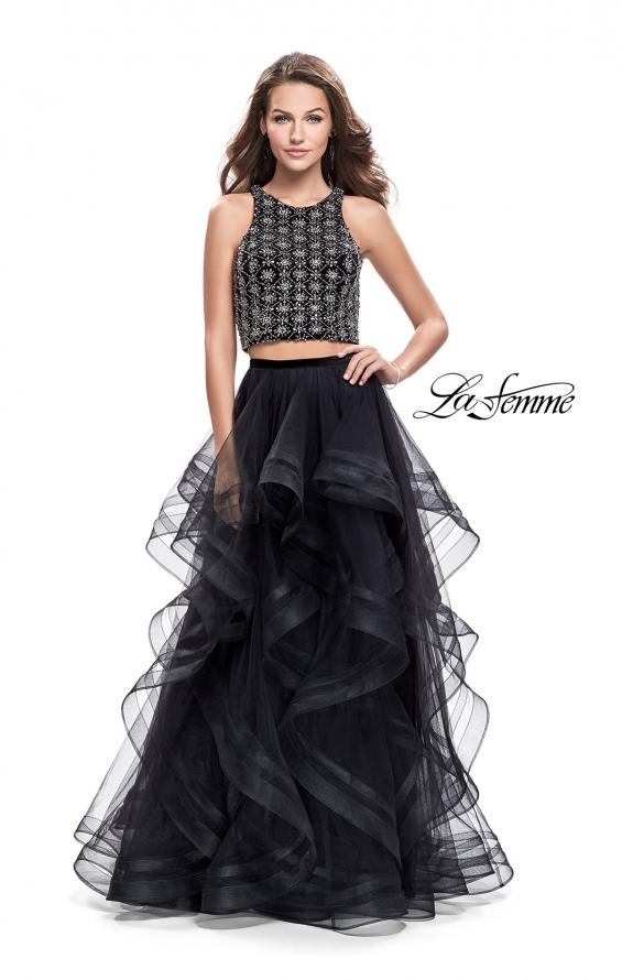 Picture of: Two Piece Ball Gown with Tulle Skirt and Beading in Black, Style: 26233, Detail Picture 1