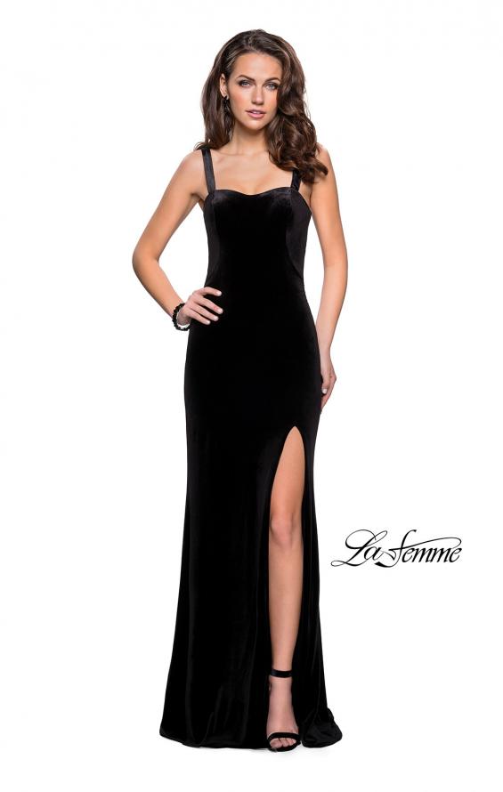 Picture of: Long Velvet Dress with Sweetheart Neckline in Black, Style: 25375, Detail Picture 2