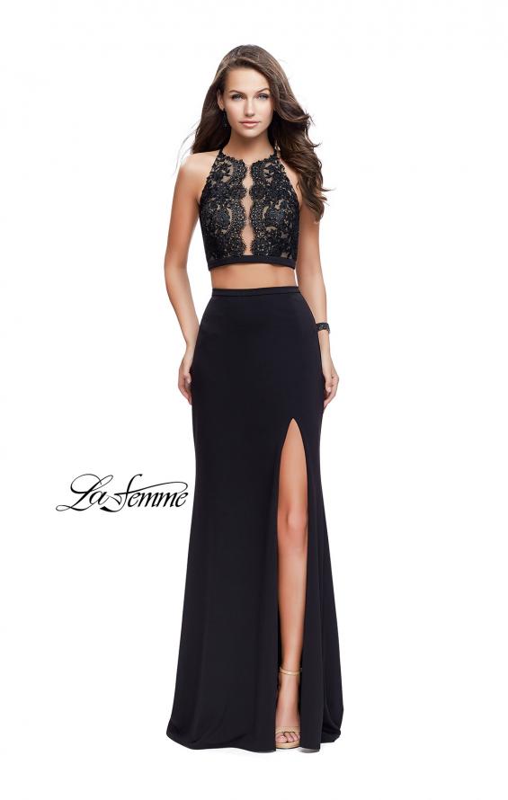 Picture of: Two Piece Prom Dress with Lace Bodice and Beading in Black, Style: 25919, Detail Picture 2