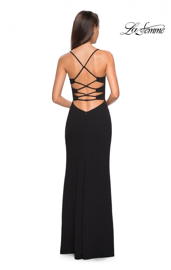 Picture of: Long Jersey Dress with Slit and Strappy Back in Black, Style: 26940, Detail Picture 2