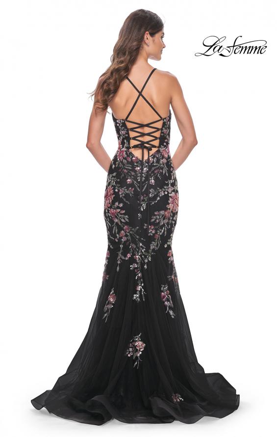 Picture of: Mermaid Dress with Multi Color Sequin Lace Applique in Black, Style: 32246, Detail Picture 2