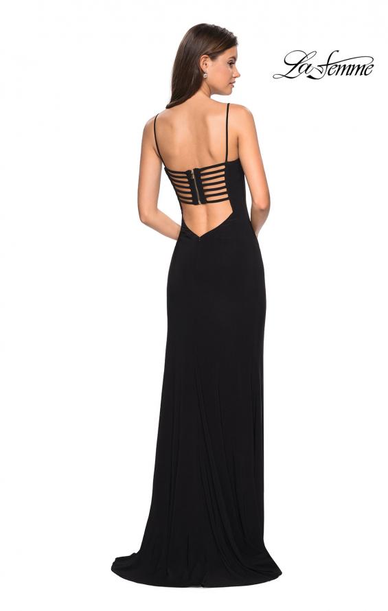 Picture of: Simple Floor Length Jersey Dress with Scoop Neck in Black, Style: 27469, Detail Picture 3