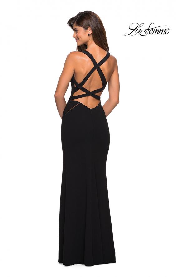Picture of: Long Black Prom Dress with Illusion Cutouts in Black, Style: 27538, Detail Picture 3