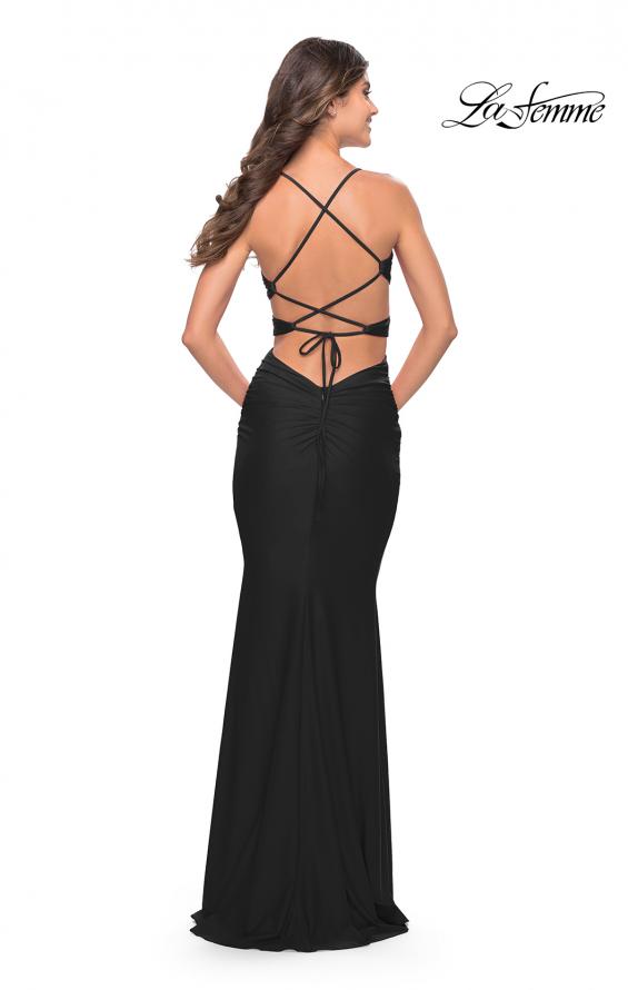 Picture of: Side Cut Out Jersey Dress with Strappy Back in Black, Style: 31523, Detail Picture 3
