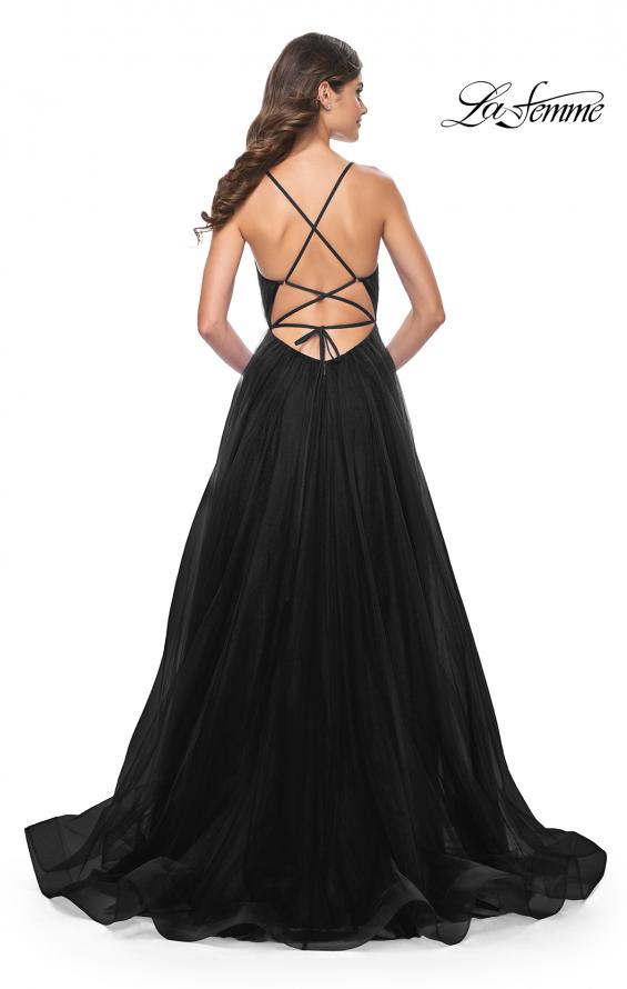 Picture of: A-Line Prom Dress with Illusion Ruched Bodice in Black, Style: 31457, Detail Picture 4
