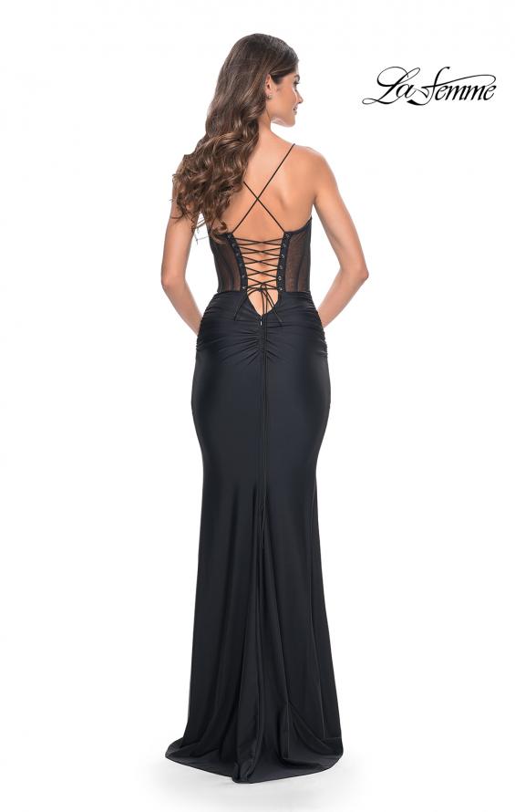 Picture of: Jersey Dress with Illusion Waist and Bustier Top in Black, Style: 32258, Detail Picture 4