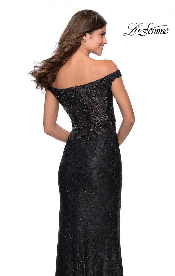 Picture of: Beaded Lace Prom Dress with Off the Shoulder Detail in Black, Style: 28301, Detail Picture 5