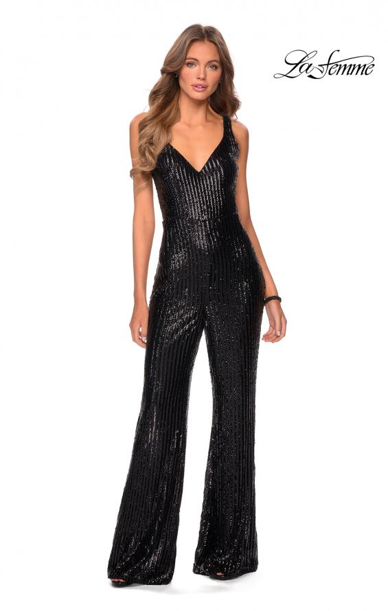 Picture of: Chic Sequin Jumpsuit with V-Neckline in Black, Style: 28722, Detail Picture 5
