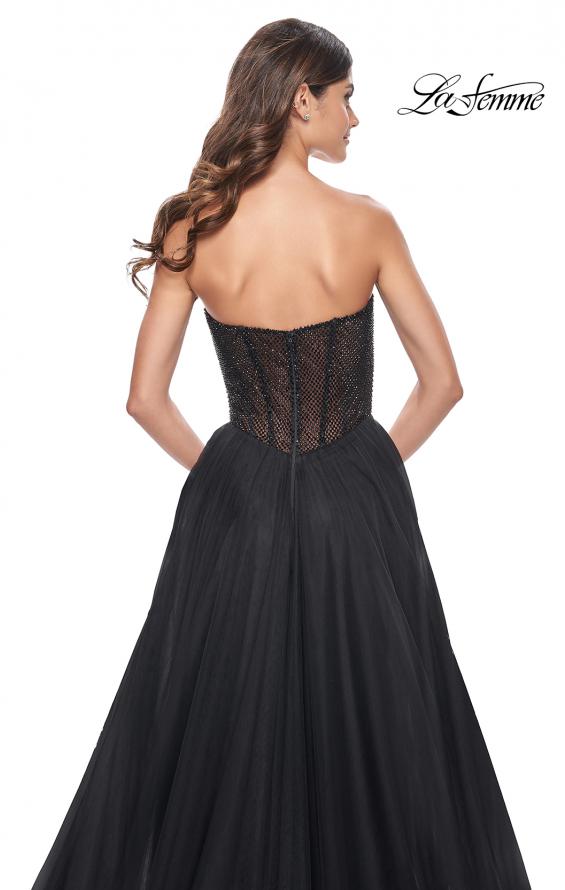 Picture of: A-Line Tulle Prom Dress with Rhinestone Fishnet Bodice in Black, Style: 32216, Detail Picture 5
