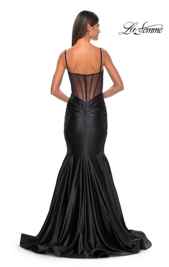 Picture of: Satin Mermaid Prom Gown with Corset Top in Black, Style: 32269, Detail Picture 6
