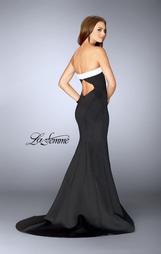 Picture of: Black and White Strapless Neoprene Dress in Black and White, Style: 24715, Back Picture