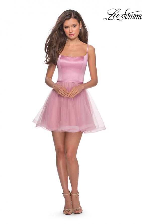 Picture of: Short Tulle Homecoming Dress with Scoop Neck in Blush, Style: 28156, Detail Picture 4