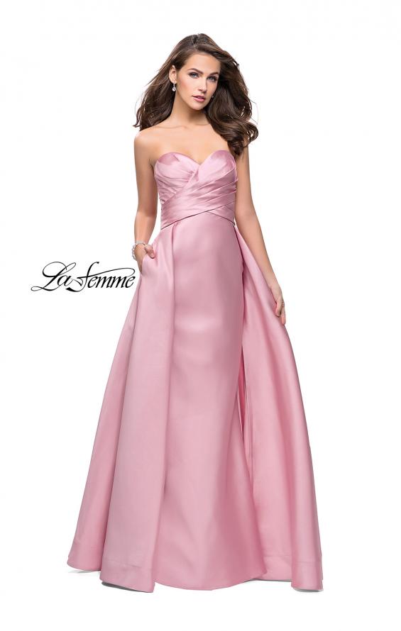 Picture of: Strapless A-line Prom Dress with Cape Skirt and Pockets in Blush, Style: 25738, Main Picture