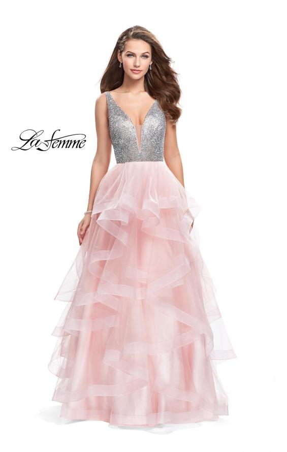 Picture of: Beaded Bodice Ball Gown with Tulle Skirt in Blush, Style: 26223, Main Picture