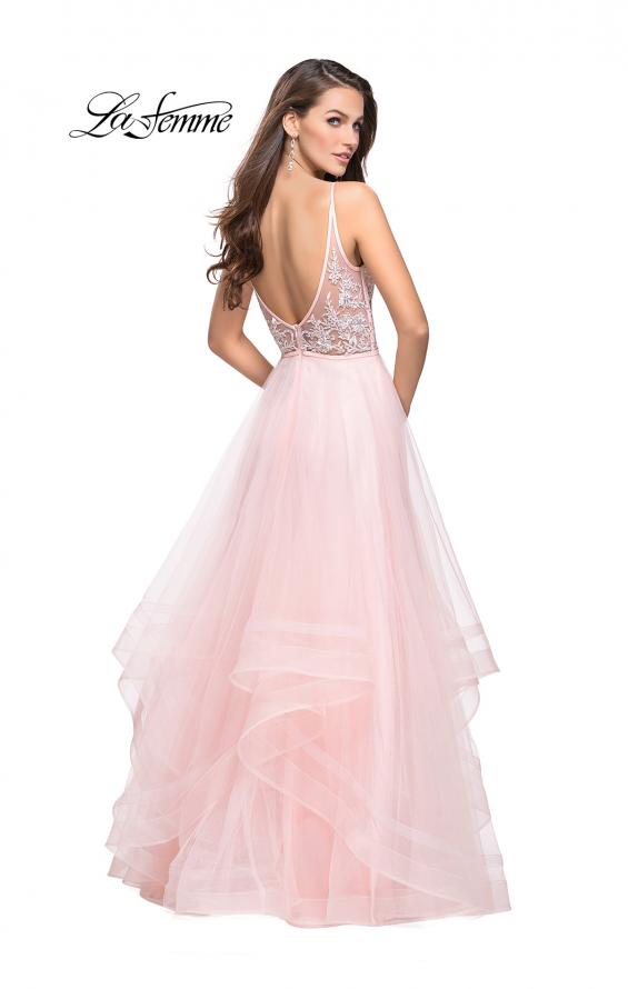 Picture of: Prom Dress with Tulle Skirt and Lace Beaded Bodice in Blush, Style: 25639, Back Picture