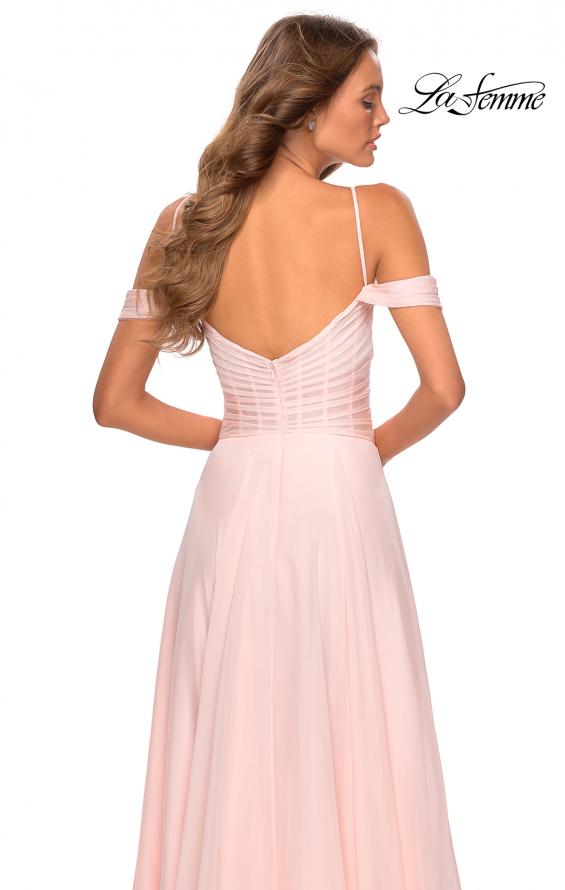 Picture of: Off the Shoulder Chiffon Dress with Scoop Back in Blush, Style: 28942, Back Picture