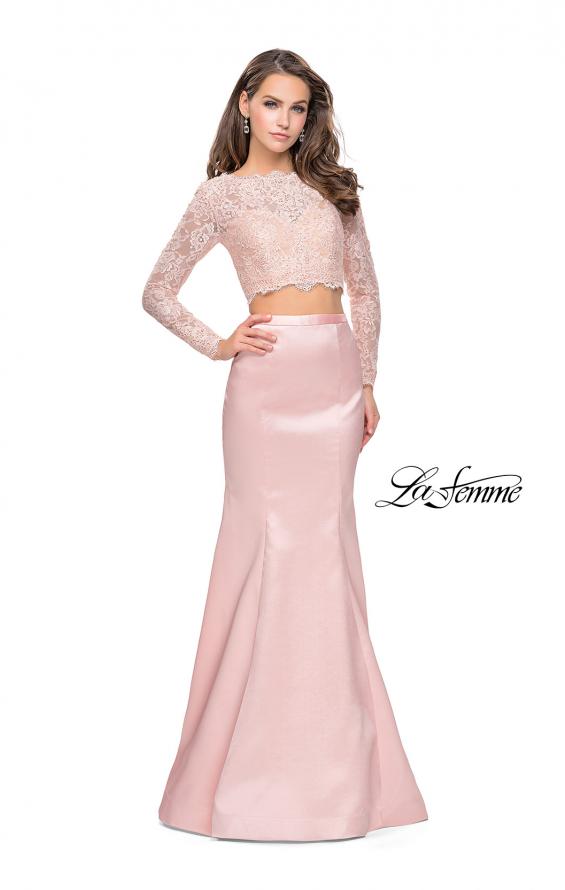Picture of: Two Piece Mermaid Dress with Lace Top and Rhinestones in Blush, Style: 25324, Detail Picture 1