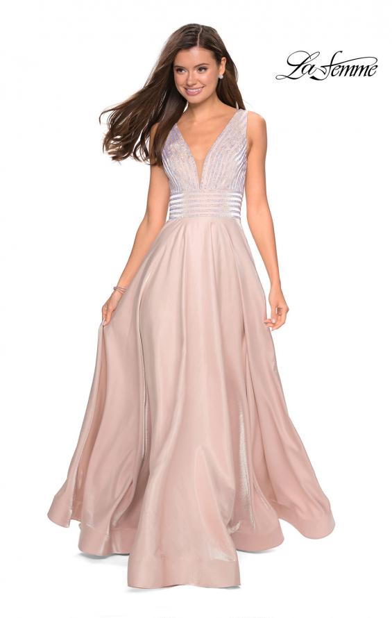Picture of: Satin Prom Gown with beaded Bust and Pockets in Blush, Style: 27205, Detail Picture 4