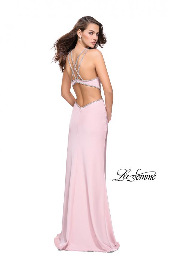 Picture of: Form Fitting Gown with Metallic Embellishments and Slit in Blush, Style: 25508, Detail Picture 5