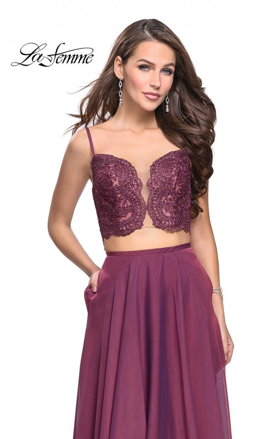 Picture of: Two Piece Gown with Beaded Lace Bodice and A-line Skirt in Boysenberry, Style: 25830, Main Picture