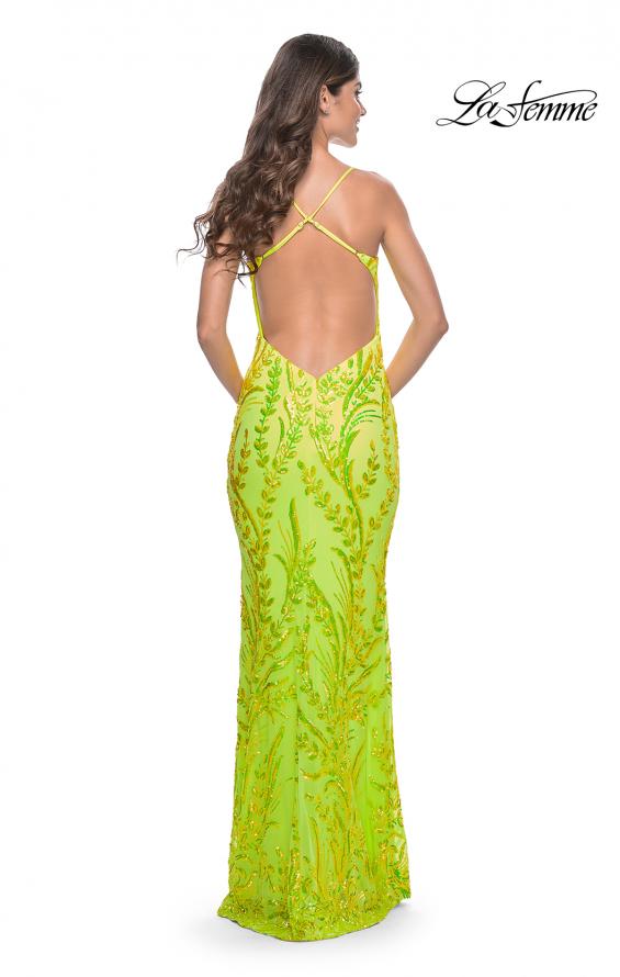 Picture of: Neon Fitted Print Sequin Pastel Prom Dress in Bright Green, Style: 32343, Detail Picture 2