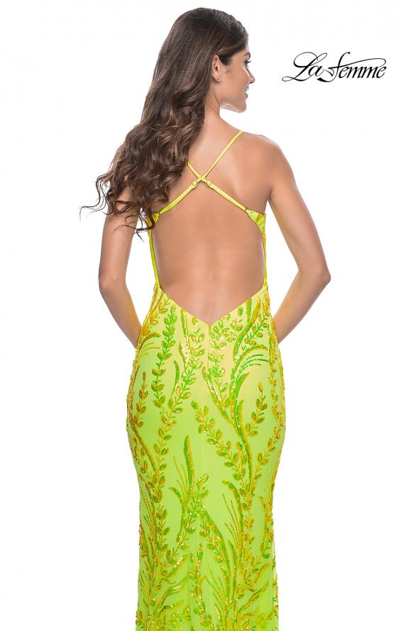 Picture of: Neon Fitted Print Sequin Pastel Prom Dress in Bright Green, Style: 32343, Detail Picture 6