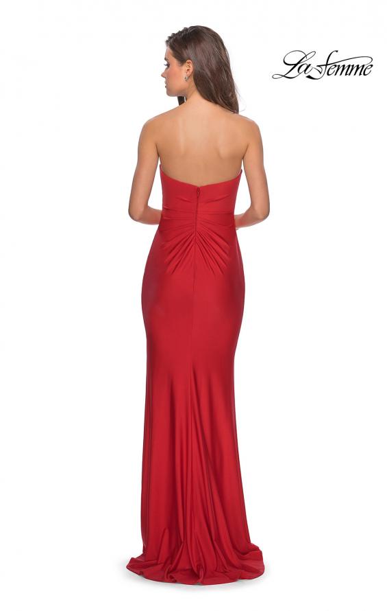 Picture of: Floor Length Strapless Prom Dress with Pleating in Bright Red, Style: 28269, Back Picture