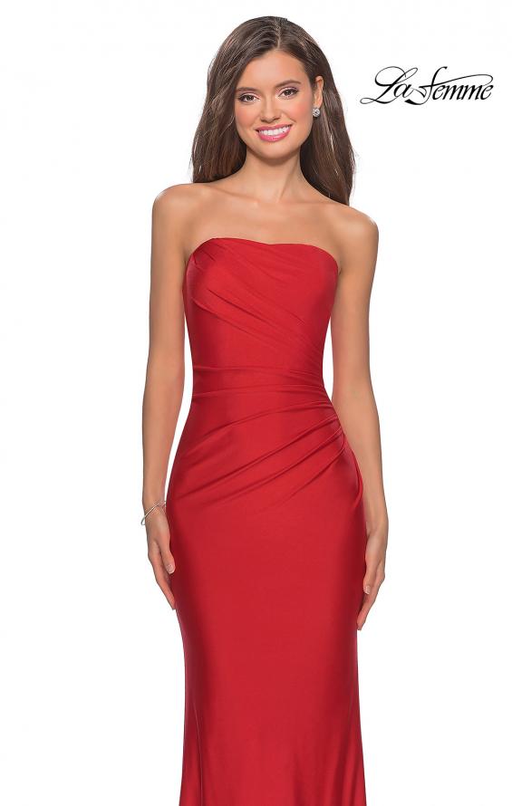 Picture of: Floor Length Strapless Prom Dress with Pleating in Bright Red, Style: 28269, Detail Picture 5