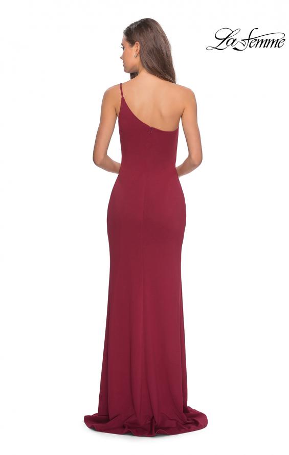Picture of: One Shoulder Long Jersey Homecoming Dress in Burgundy, Style: 28176, Detail Picture 10