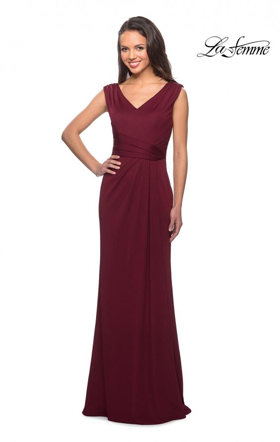 Picture of: Simple Long Jersey Dress with Empire Waist in Burgundy, Style: 26410, Main Picture