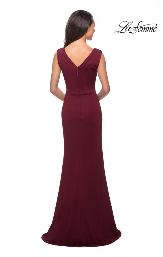 Picture of: Simple Long Jersey Dress with Empire Waist in Burgundy, Style: 26410, Back Picture