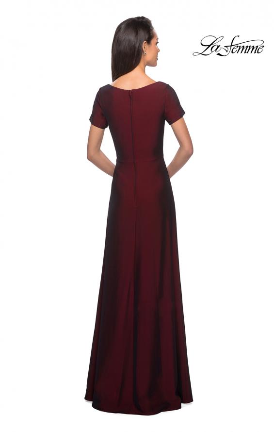Picture of: Short Sleeve Floor Length Gown with Ruching in Burgundy, Style: 27855, Detail Picture 5
