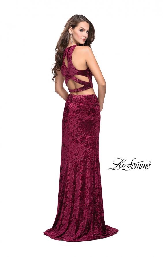 Picture of: Crush Velvet Two Piece Prom Dress with Slit in Burgundy, Style: 2543, Detail Picture 3