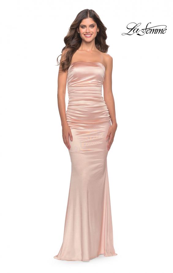 Picture of: Chic Strapless Liquid Jersey Gown with Ruching in Champagne, Style: 31189, Main Picture