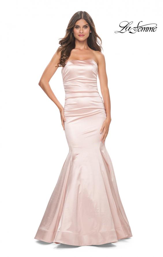 Picture of: Strapless Mermaid Stretch Satin Prom Dress in Champagne, Style: 31980, Main Picture