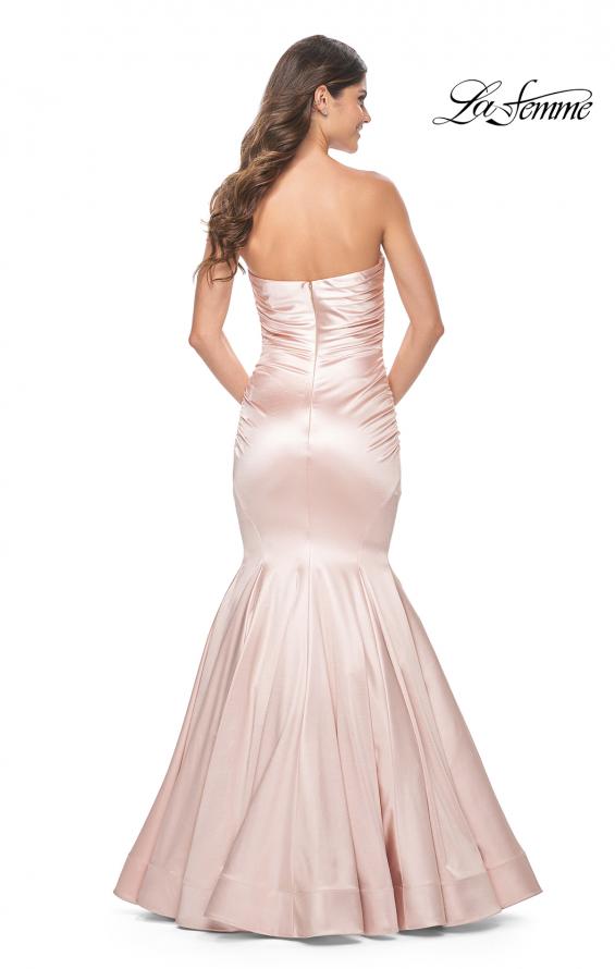 Picture of: Strapless Mermaid Stretch Satin Prom Dress in Champagne, Style: 31980, Back Picture