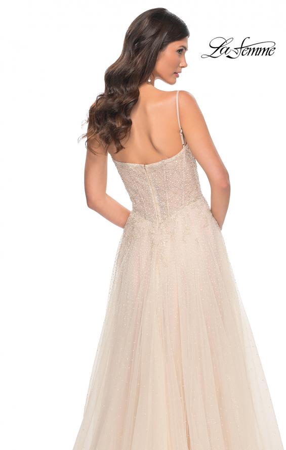 Picture of: A-Line Rhinestone and Lace Embellished Prom Dress in Nude, Style: 32271, Detail Picture 2