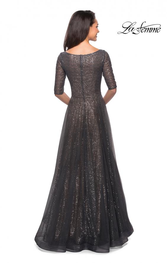 Picture of: Fully Sequined Floor Length Gown with Pockets in Charcoal, Style: 27016, Detail Picture 2
