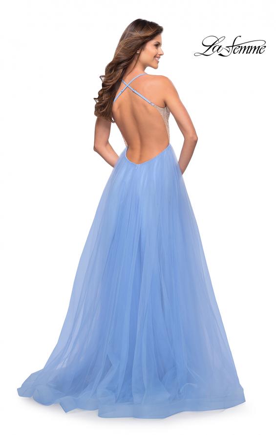 Picture of: Tulle Ball Gown with Jeweled Top and Pockets in Cloud Blue, Style: 30697, Back Picture