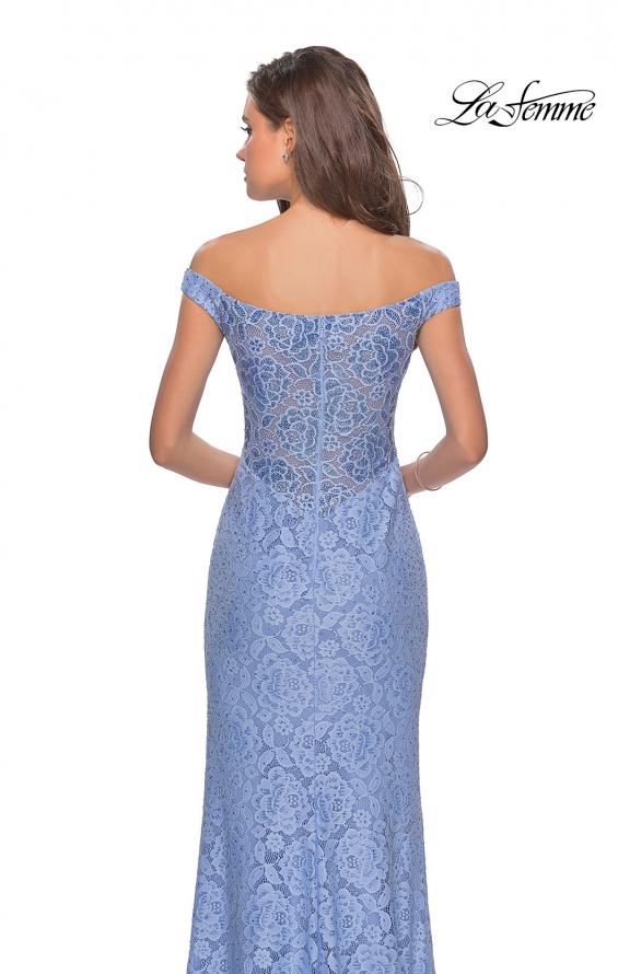 Picture of: Beaded Lace Prom Dress with Off the Shoulder Detail in Cloud Blue, Style: 28301, Detail Picture 1