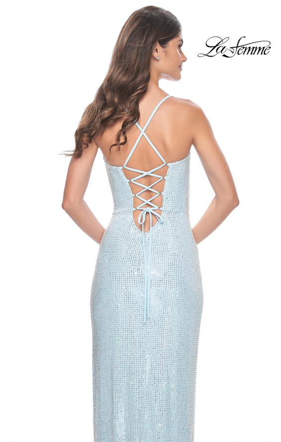 Picture of: Full Rhinestone Embellished Gown with Square Neckline in Cloud Blue, Style: 32039, Detail Picture 2