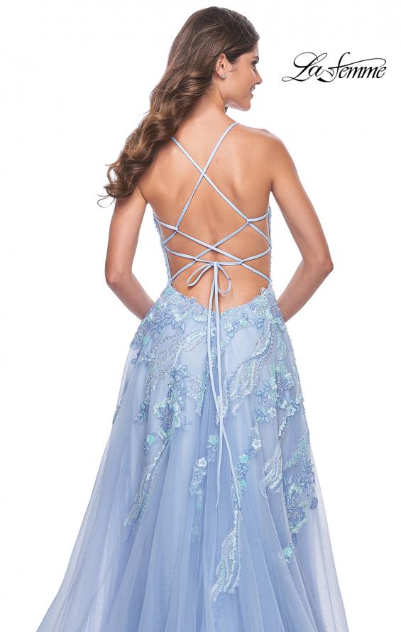 Picture of: Fabulous A-Line Gown Embellished with Sequin Beaded Applique in Cloud Blue, Style: 32032, Detail Picture 4
