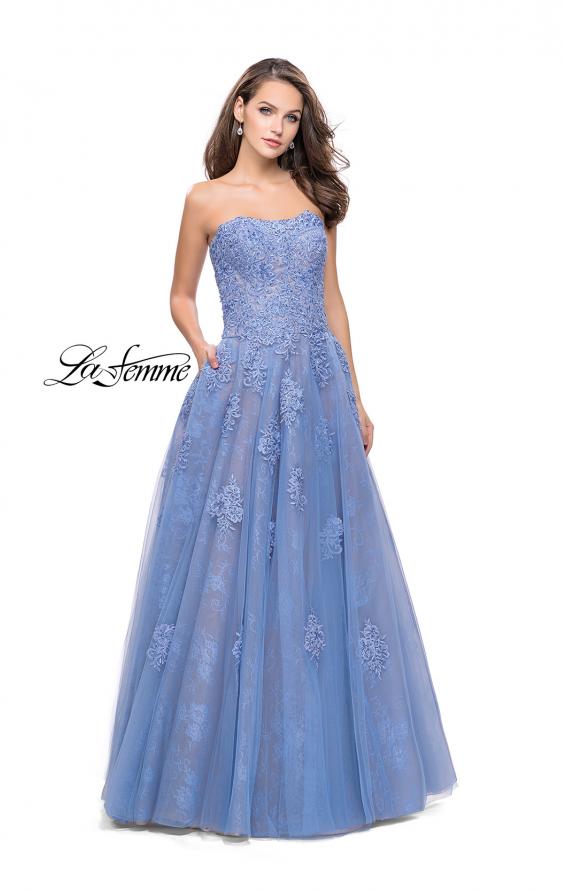 Picture of: Strapless A-line Prom Dress with Tulle in Cloud Blue, Style: 25925, Detail Picture 1