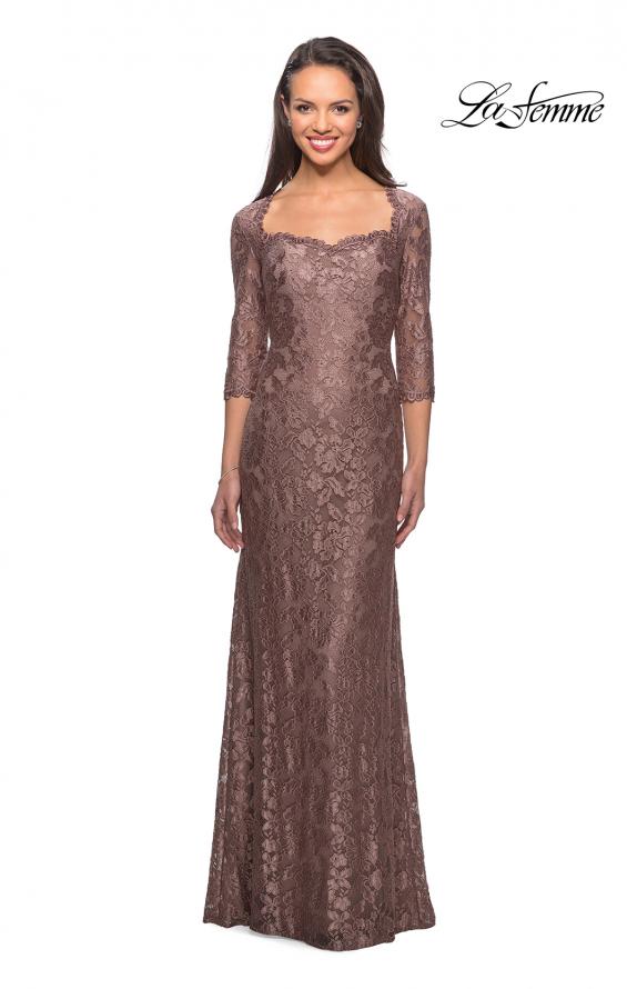 Picture of: Long Lace Gown with Sweetheart Neckline in Cocoa, Style: 26427, Main Picture