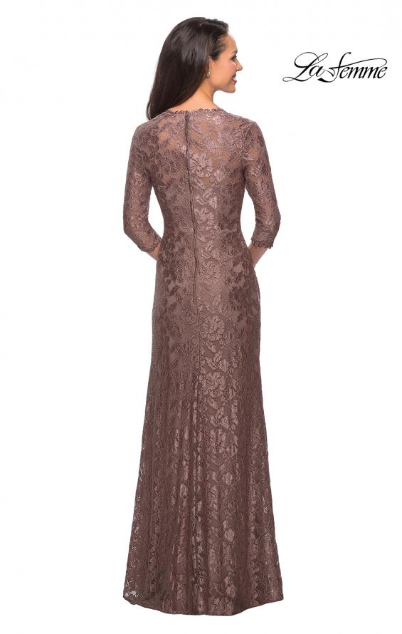 Picture of: Long Lace Gown with Sweetheart Neckline in Cocoa, Style: 26427, Back Picture