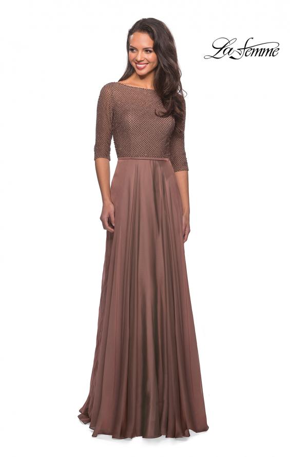 Picture of: Modern gown with beaded bodice and empire waist in Cocoa, Style: 25011, Detail Picture 2
