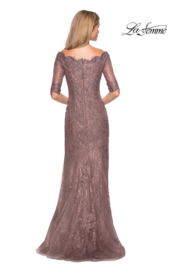 Picture of: Floor Length Lace Dress with Rhinestone Accents in Cocoa, Style: 26943, Detail Picture 2