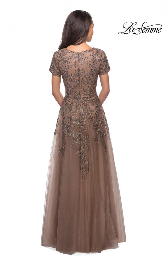 Picture of: A-line Lace and Tulle Evening Dress with Beading in Cocoa, Style: 28037, Detail Picture 2